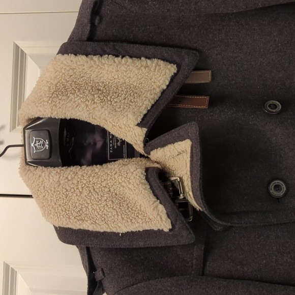 Zara Man Wool Blend Coat, Dark Grey, Size L - Picture 3 of 8